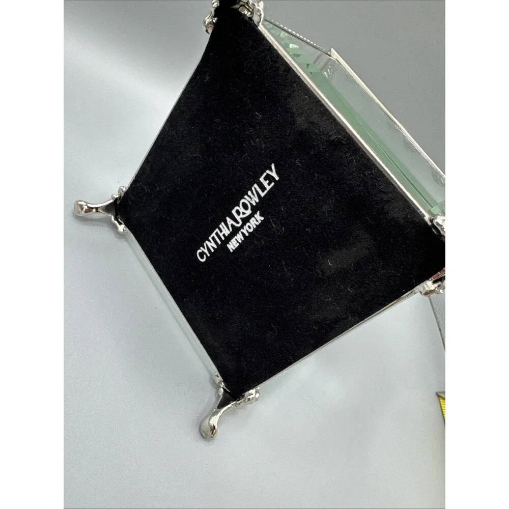 Cynthia Rowley Beveled Glass Jewelry Box Silver Trinket Keepsake Box 3.5x4x4.25